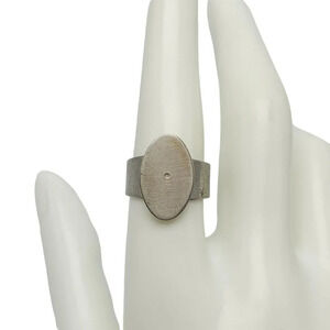 Sheffield England Stainless Steel Modernist Oval Ring Size 7.25 Vintage